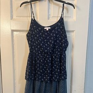 LC Lauren Conrad Blue Camisole with Tiered Design and Spaghetti Straps